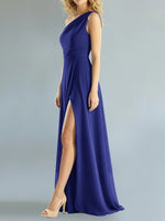 One-Shoulder Bridesmaid Dress with Slit