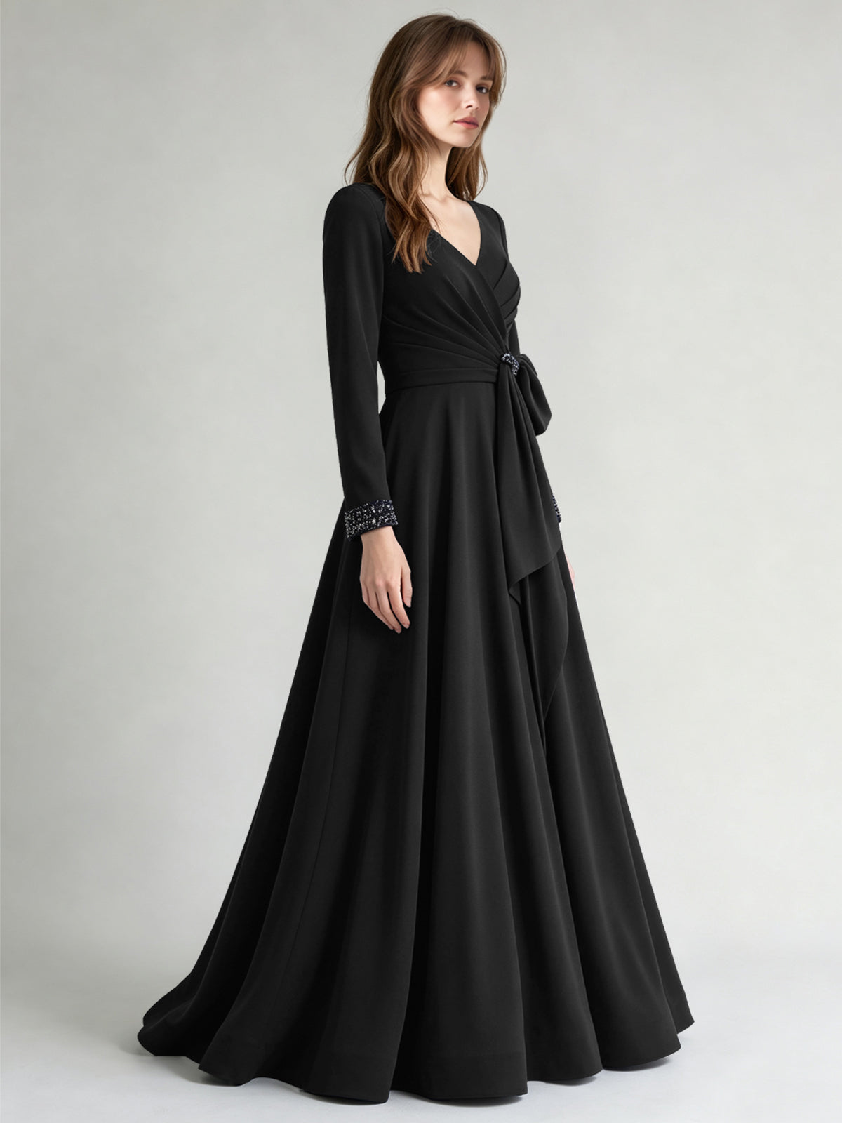 Stretch Satin Mother of the Bride Dress with Crystal