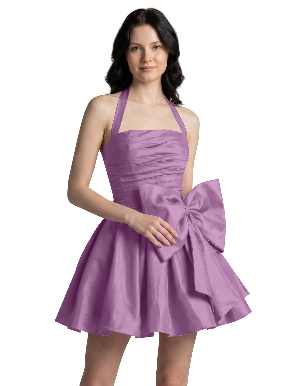 Halter Oversized Bow Mini Dress 
