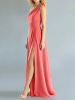 One-Shoulder Bridesmaid Dress with Slit