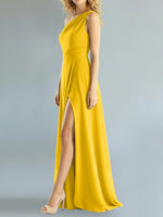 One-Shoulder Bridesmaid Dress with Slit