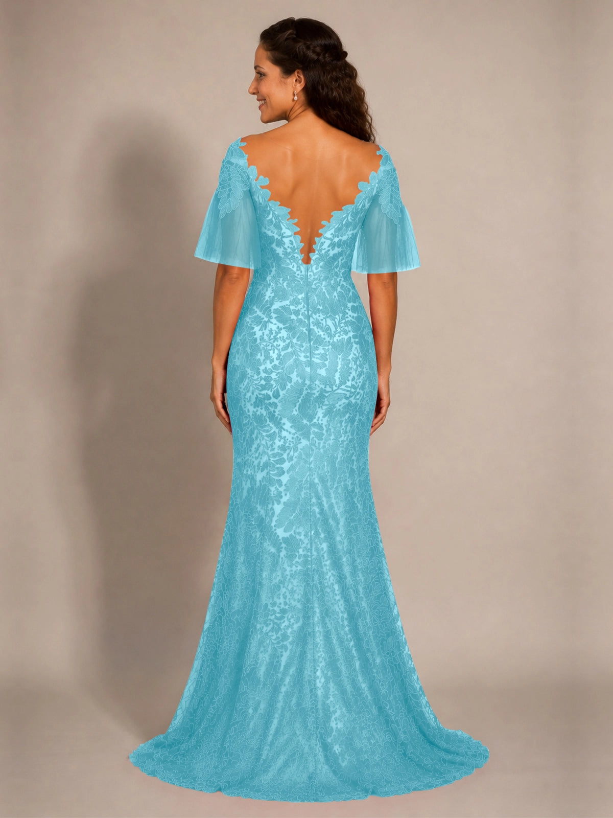 Mermaid Mother of the Bride Dress with V-neck 