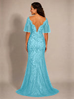 Mermaid Mother of the Bride Dress with V-neck 