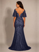 Mermaid Mother of the Bride Dress with V-neck 