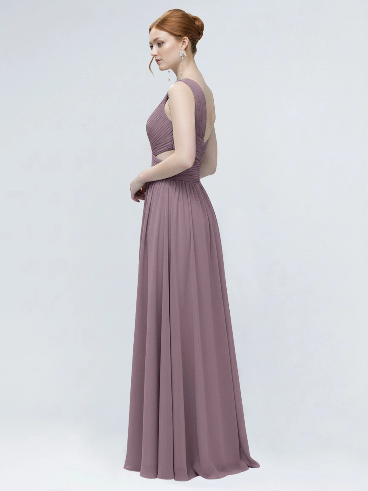 One-Shoulder Side Cut-Out Bridesmaid Dress 