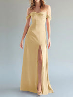 Off-the-Shoulder Slit Bridesmaid Dress 