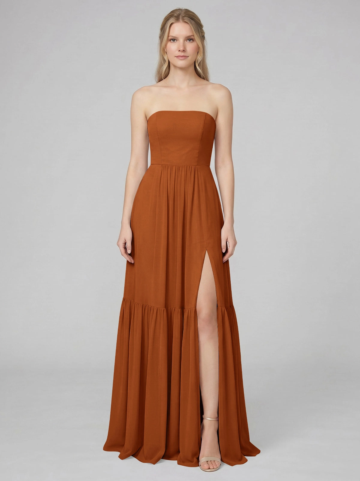 Strapless Bridesmaid Dress with Slit 