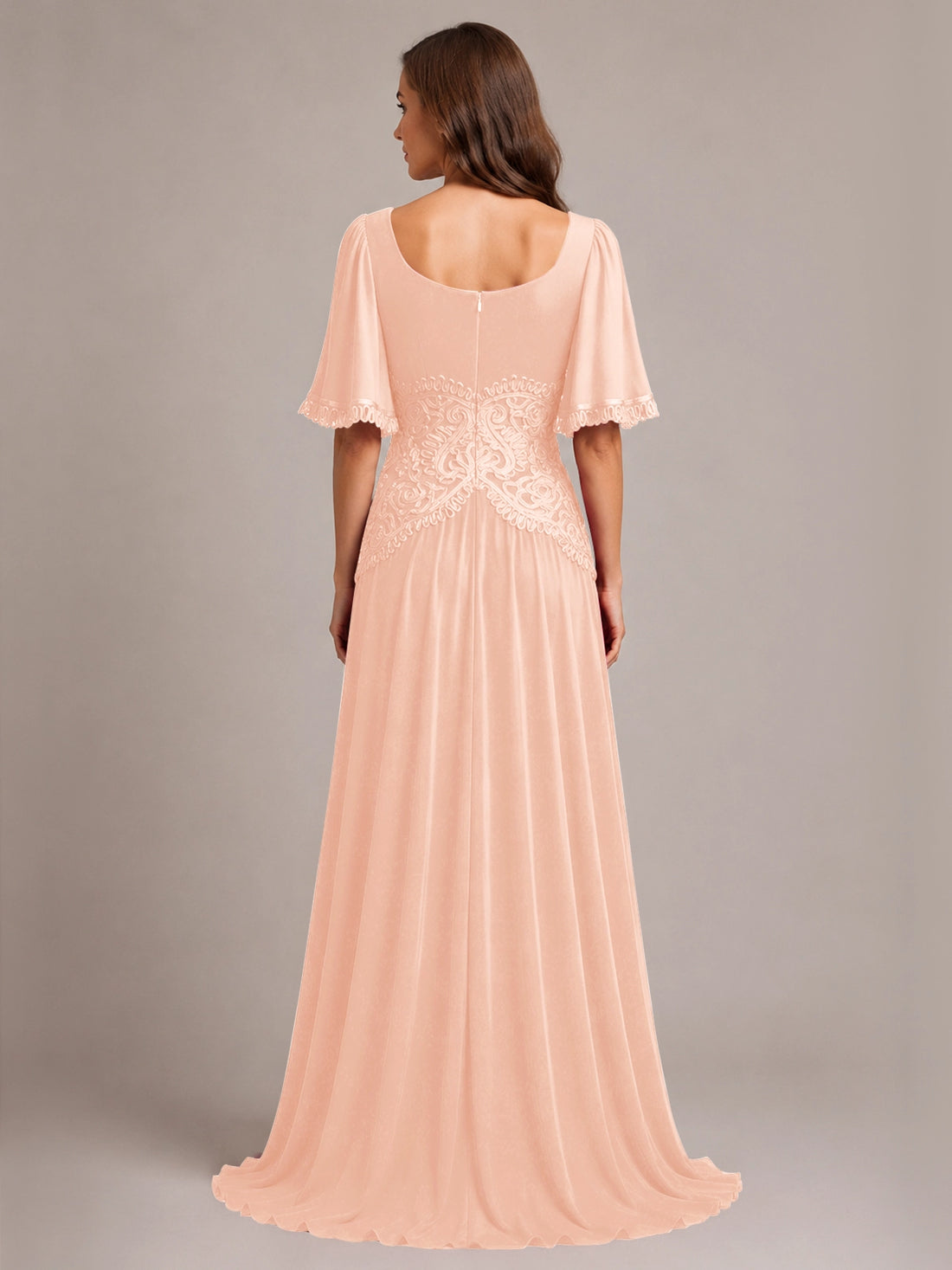 Cowl Neck Mother of the Bride Dress with Applique 