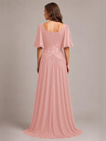 Cowl Neck Mother of the Bride Dress with Applique 