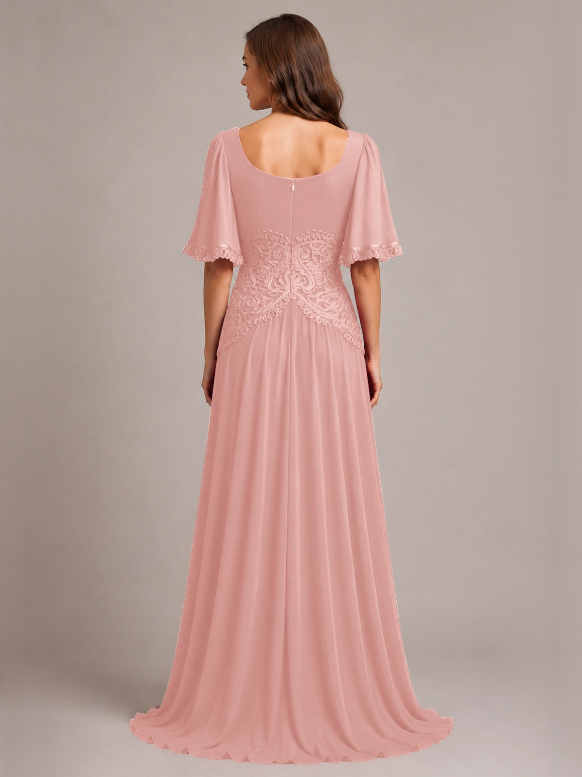 Cowl Neck Mother of the Bride Dress with Applique 