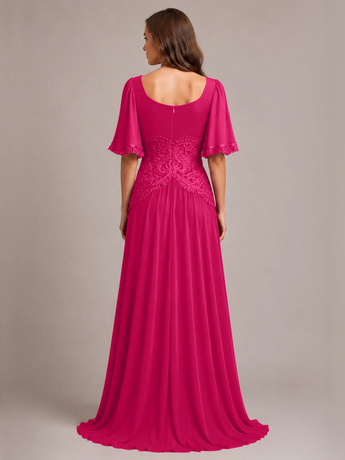 Cowl Neck Mother of the Bride Dress with Applique 