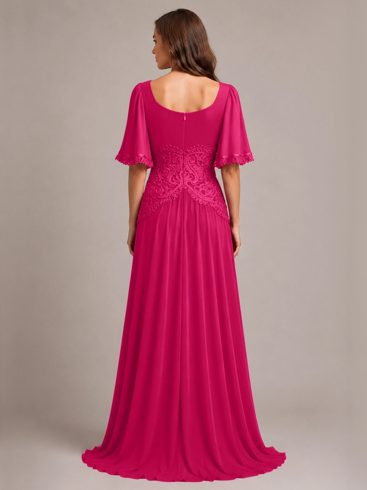 Cowl Neck Mother of the Bride Dress with Applique 