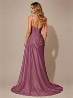 Silk-like Prom Dress with Appliques