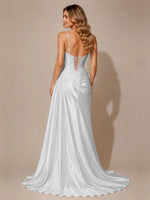 Silk-like Prom Dress with Appliques