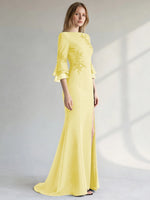 Chiffon Mother of the Bride Dress with 3/4 Sleeves