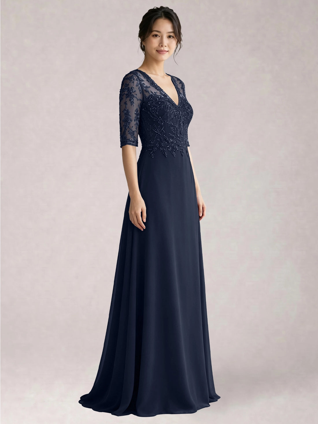 Lace Mother of the Bride Dress with Half Sleeves