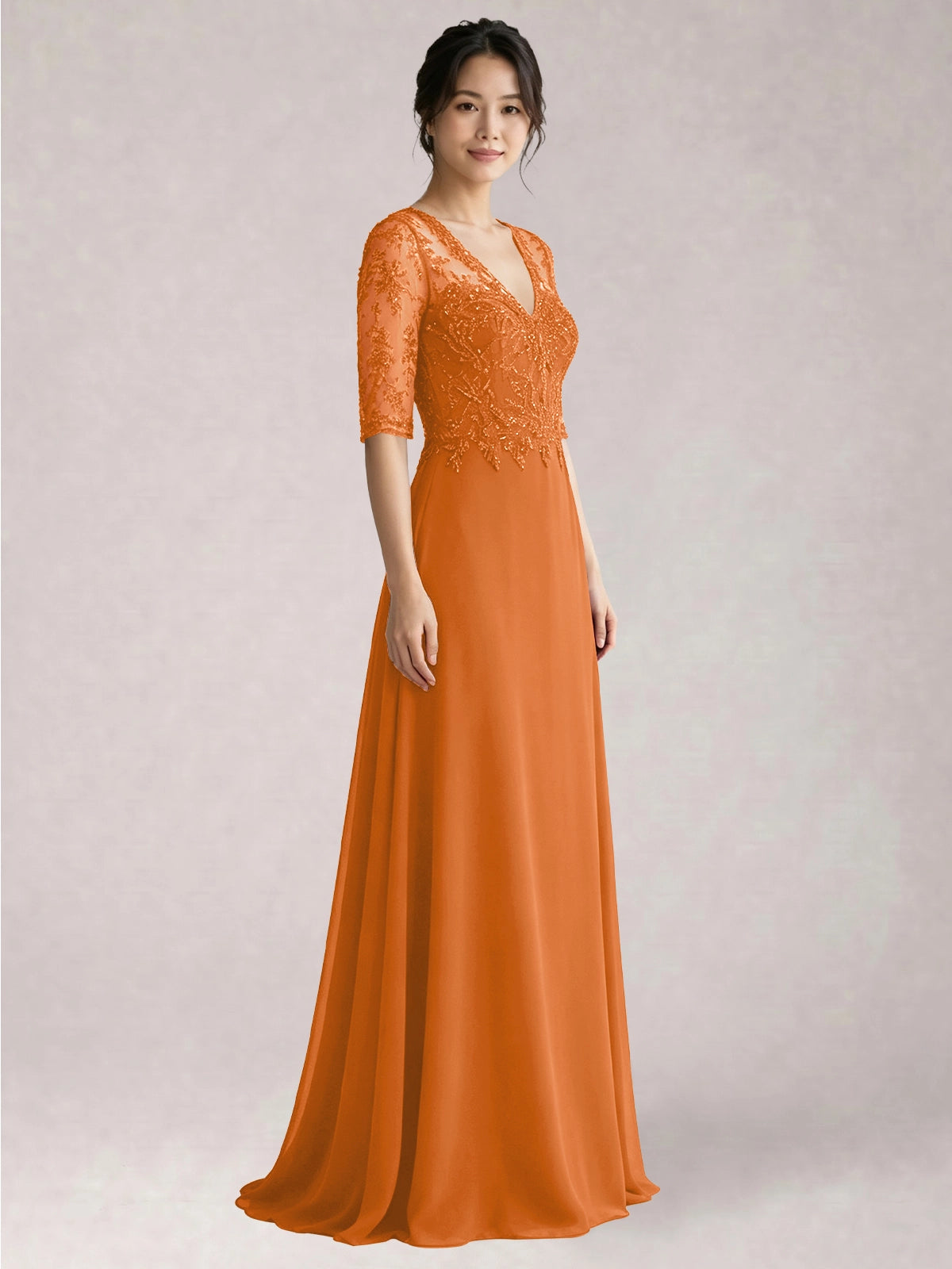 Lace Mother of the Bride Dress with Half Sleeves