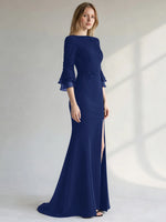 Chiffon Mother of the Bride Dress with 3/4 Sleeves