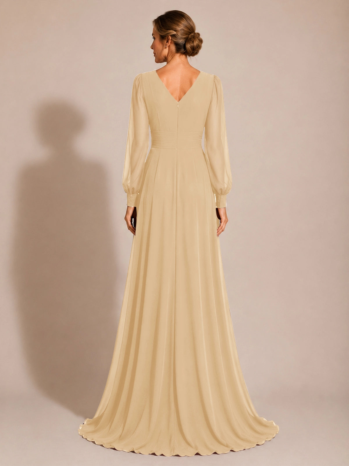 Chiffon Mother of the Bride Dress with Long Sleeves 