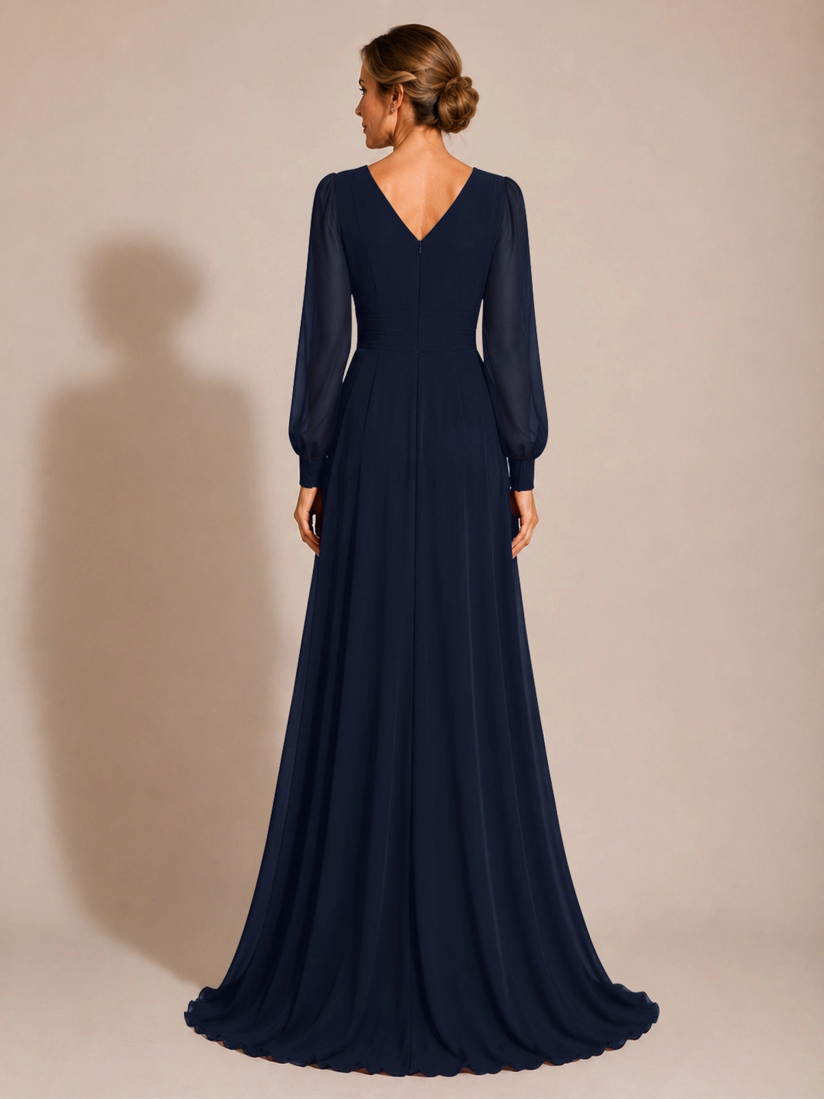 Chiffon Mother of the Bride Dress with Long Sleeves 