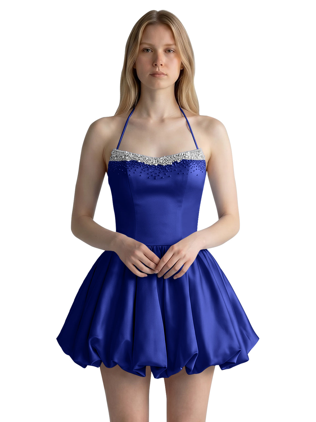 Beading Bubble Hem Mini Dress 