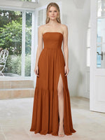 Strapless Bridesmaid Dress with Slit 
