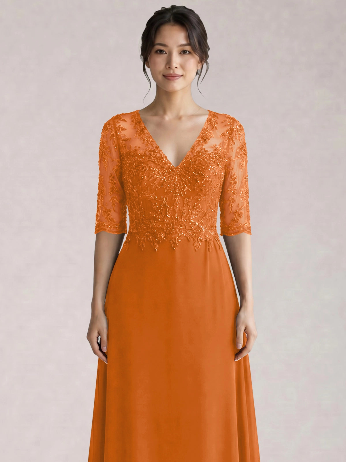 Lace Mother of the Bride Dress with Half Sleeves