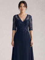 Lace Mother of the Bride Dress with Half Sleeves