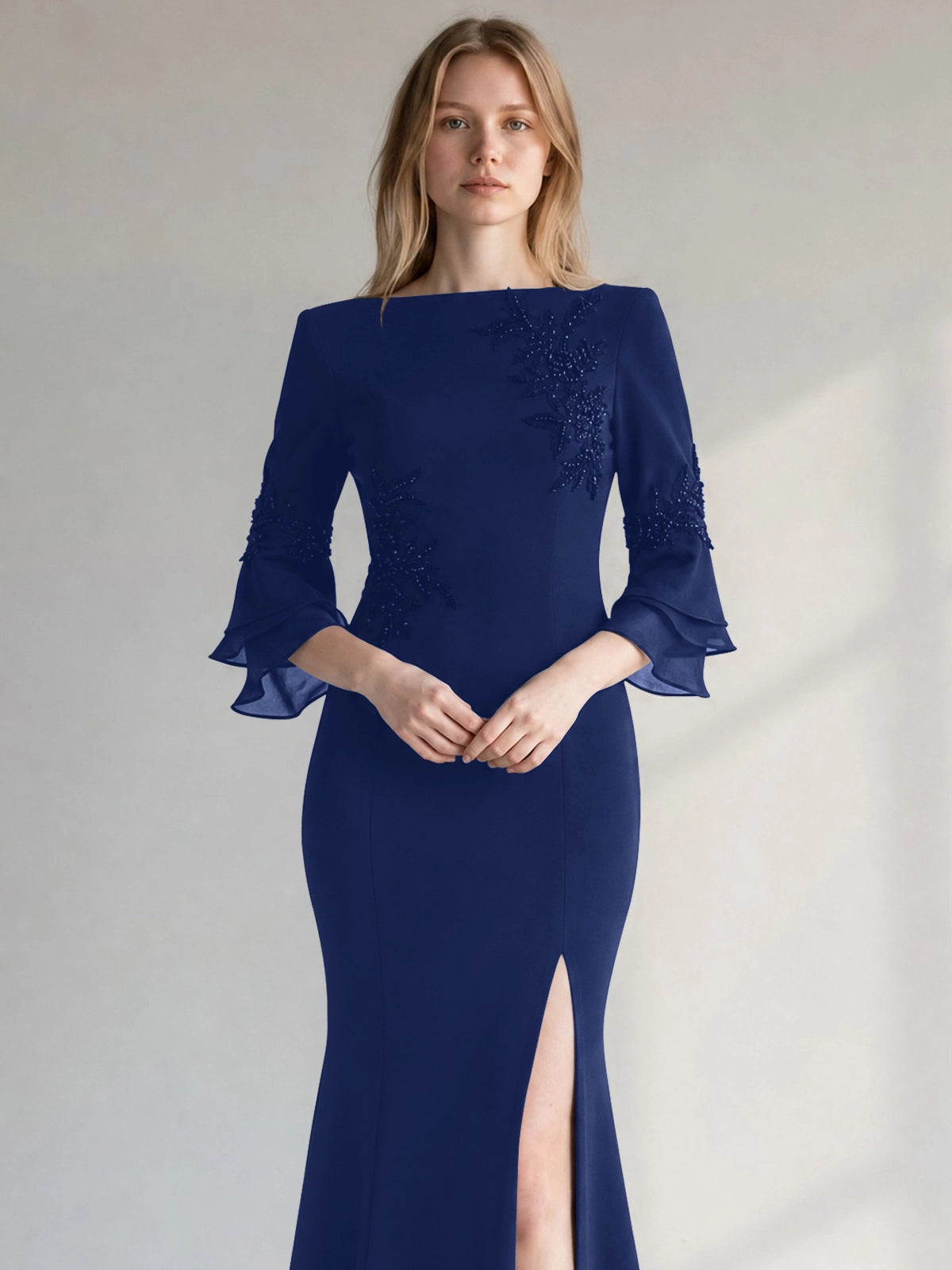 Chiffon Mother of the Bride Dress with 3/4 Sleeves