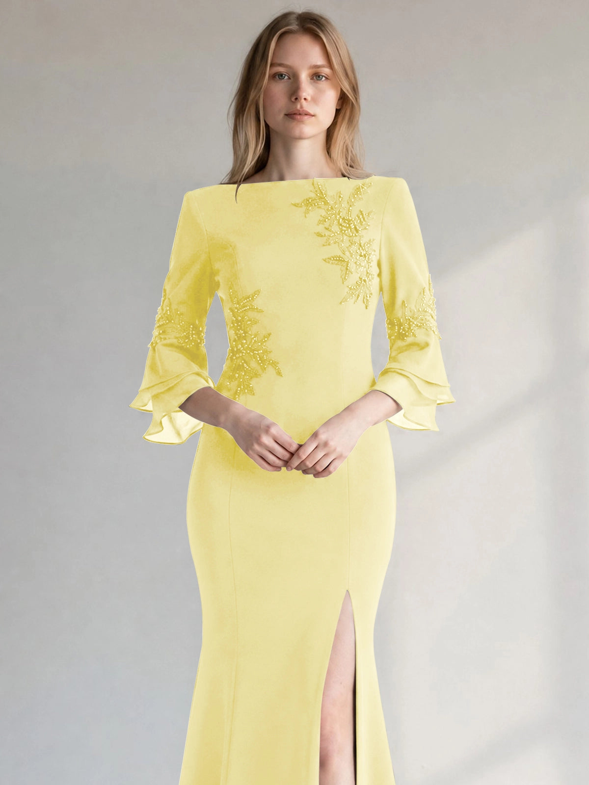 Chiffon Mother of the Bride Dress with 3/4 Sleeves