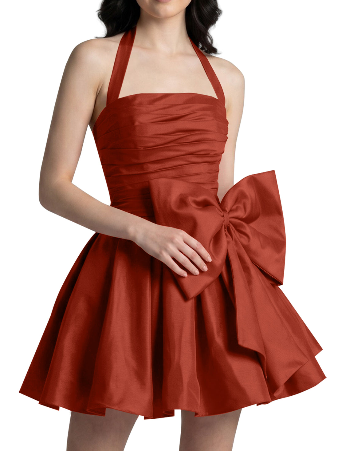 Halter Oversized Bow Mini Dress 