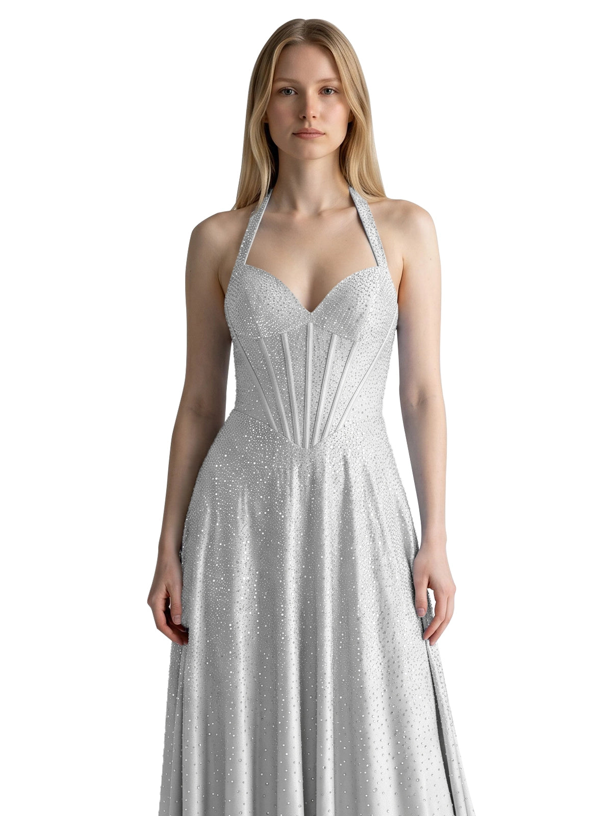 Halter Beaded Prom Dress 