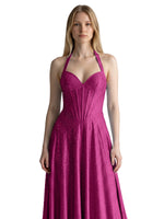 Halter Beaded Prom Dress 