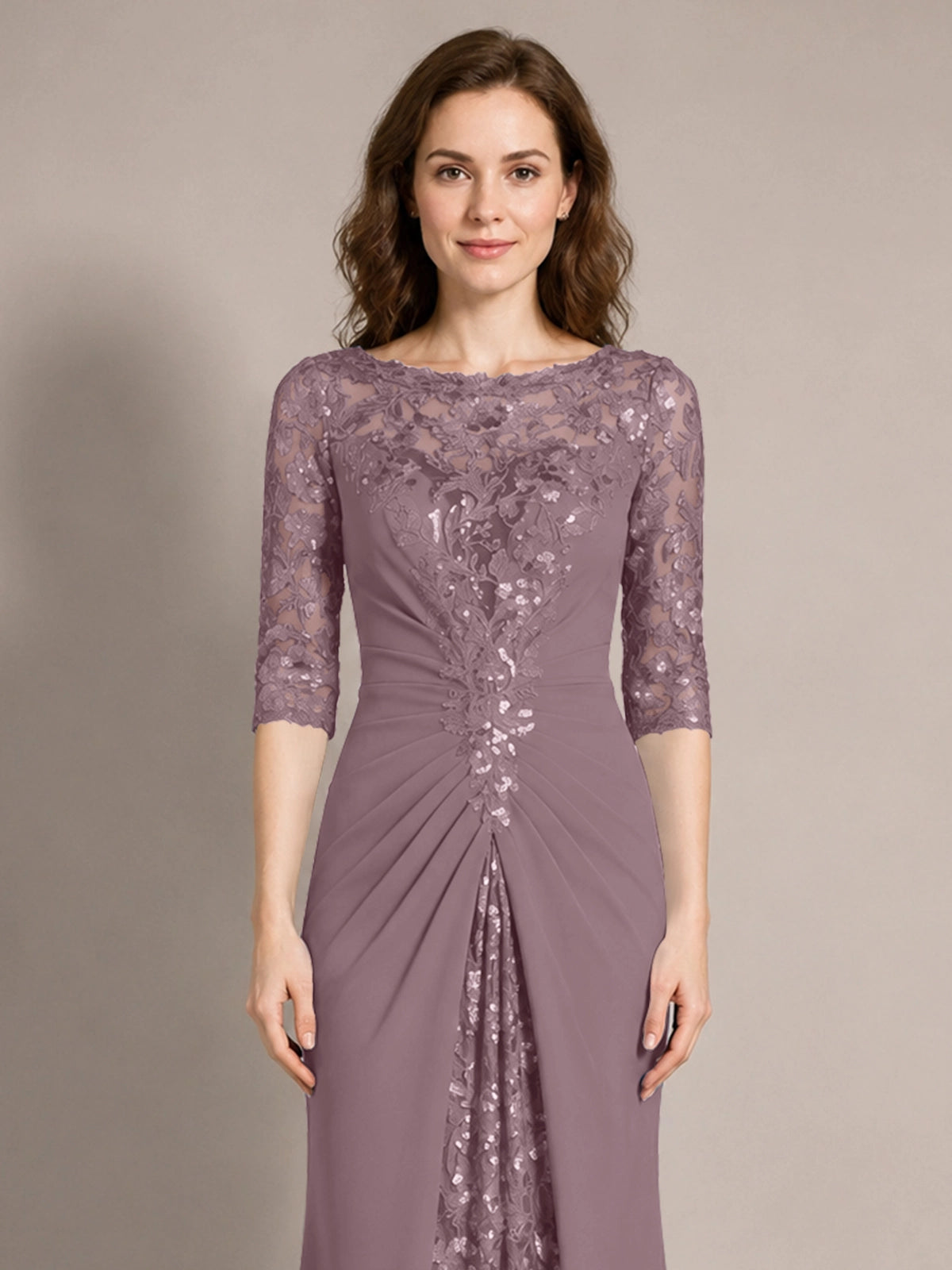 Lace Mother of the Bride Dress with Applique 