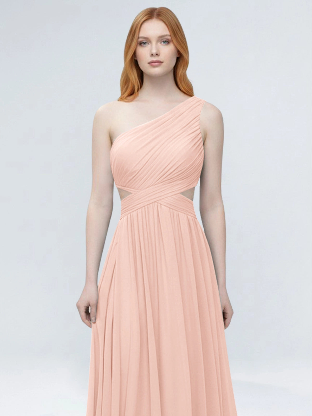 One-Shoulder Side Cut-Out Bridesmaid Dress 