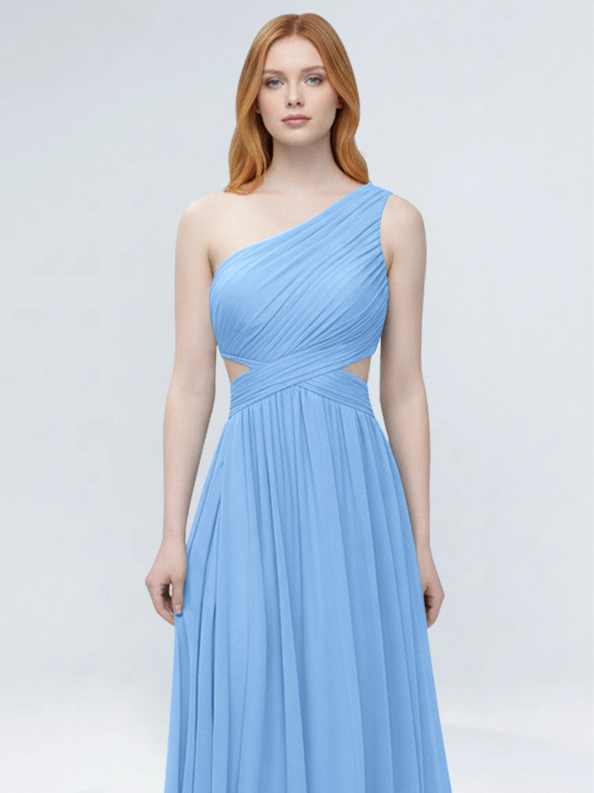 One-Shoulder Side Cut-Out Bridesmaid Dress 
