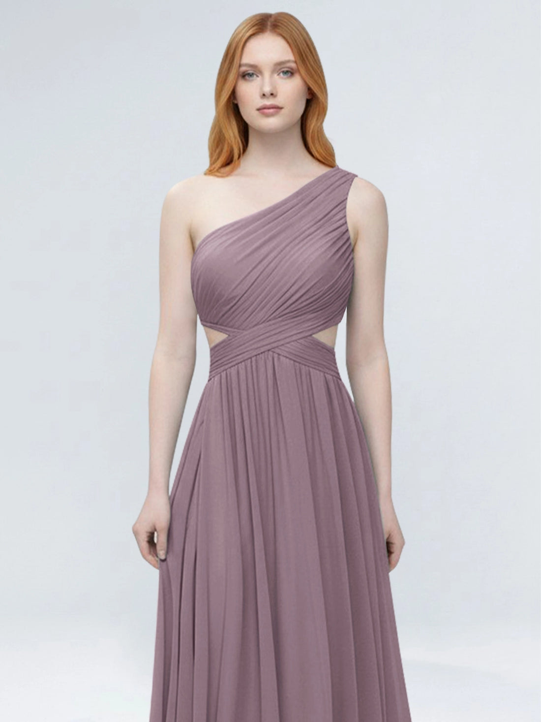 One-Shoulder Side Cut-Out Bridesmaid Dress 