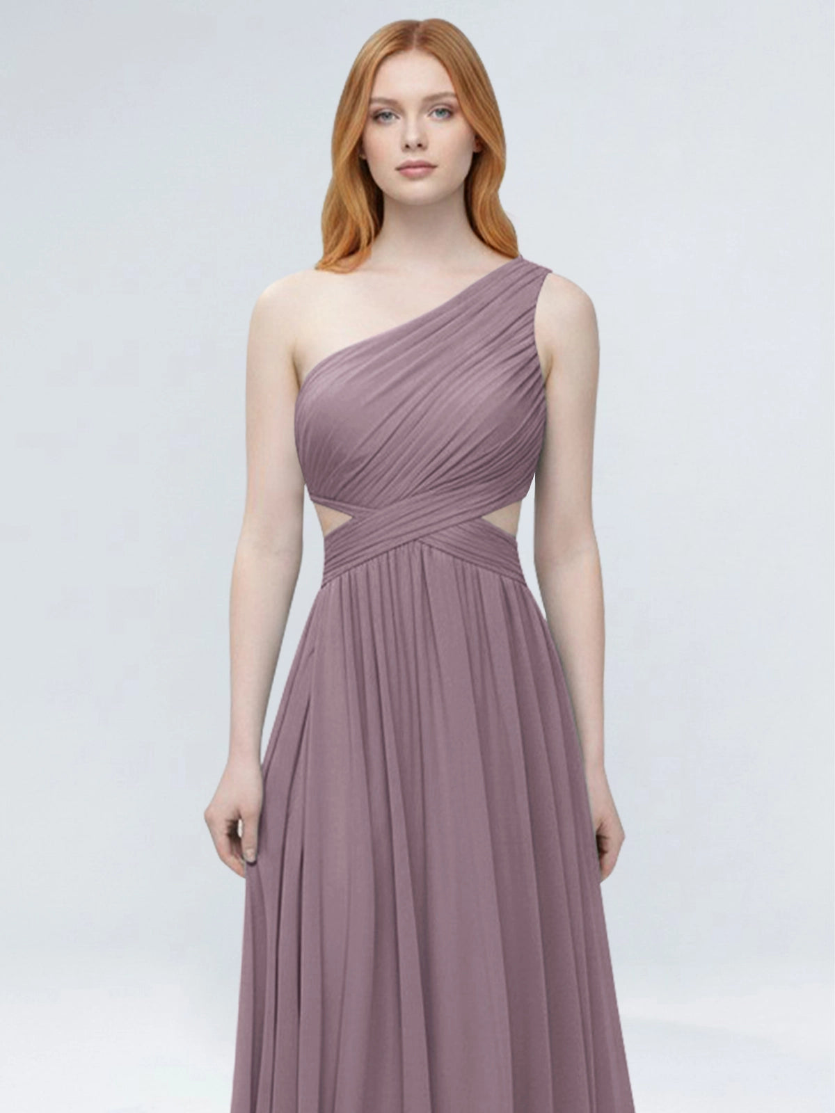 One-Shoulder Side Cut-Out Bridesmaid Dress 