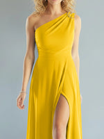 One-Shoulder Bridesmaid Dress with Slit