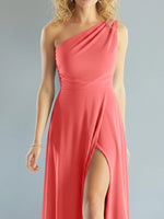 One-Shoulder Bridesmaid Dress with Slit