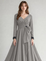 Stretch Satin Mother of the Bride Dress with Crystal