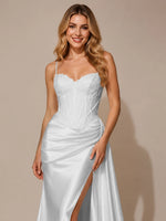 Silk-like Prom Dress with Appliques