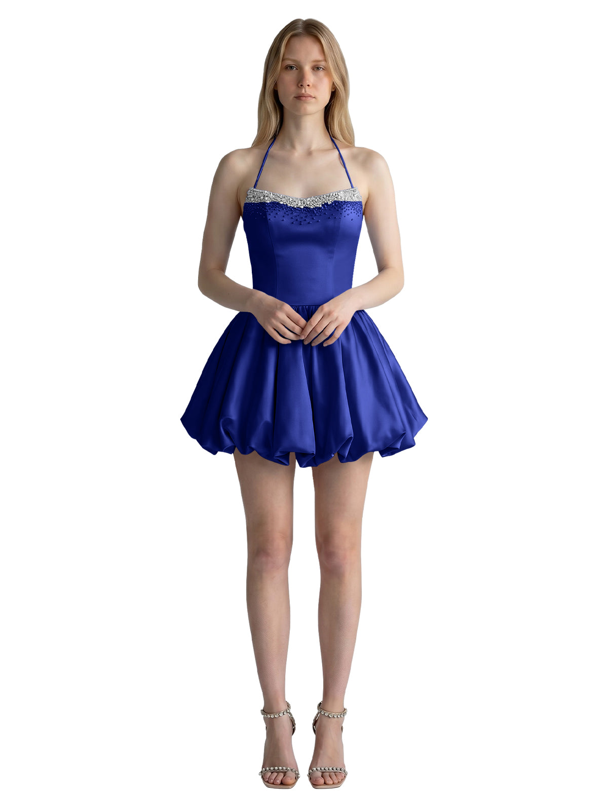 Beading Bubble Hem Mini Dress 