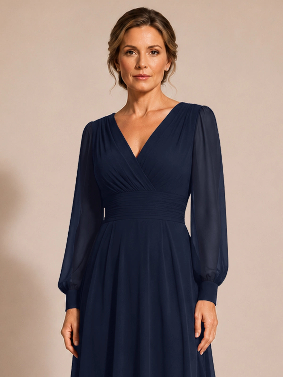 Chiffon Mother of the Bride Dress with Long Sleeves 