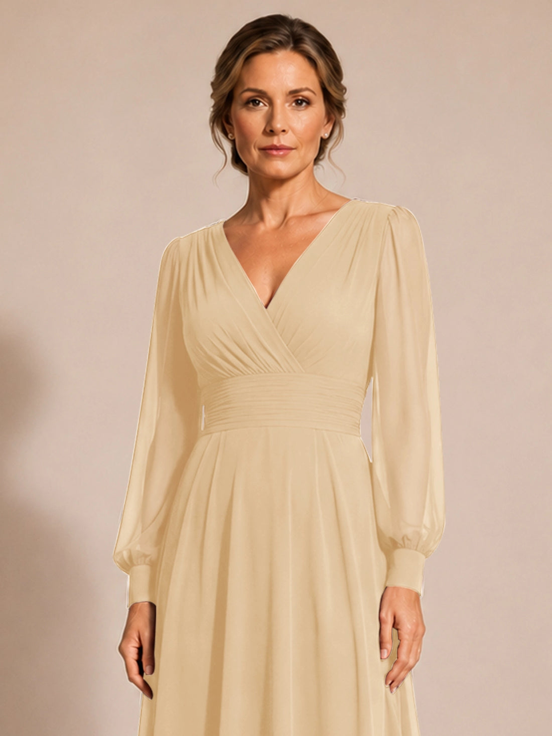 Chiffon Mother of the Bride Dress with Long Sleeves 
