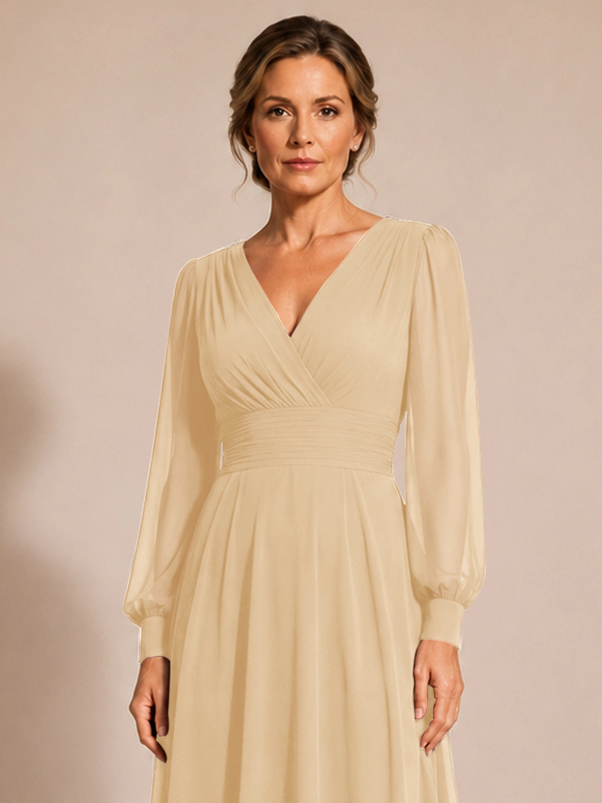 Chiffon Mother of the Bride Dress with Long Sleeves 