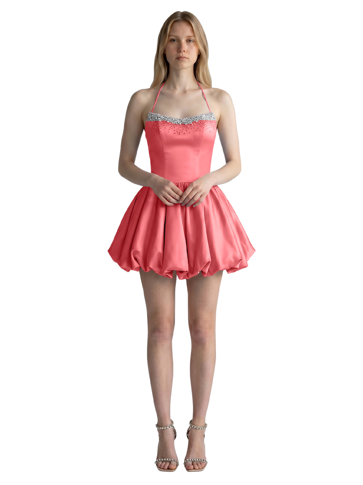 Beading Bubble Hem Mini Dress 