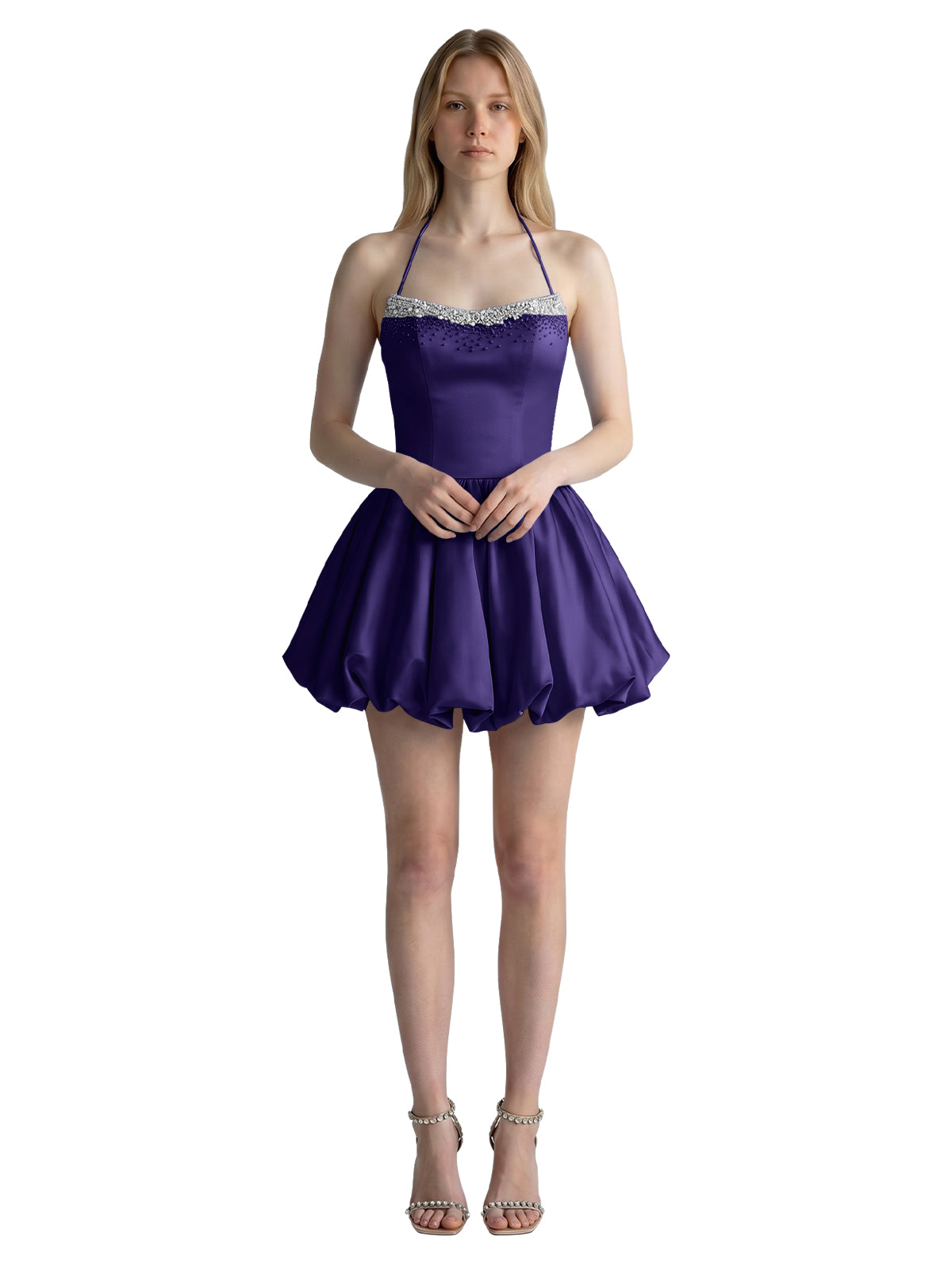 Beading Bubble Hem Mini Dress 