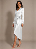 Silk-like Mother of the Bride Dress with Self-Tie Sash 