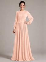 Chiffon Mother of the Bride Dress with Jewel Neckline 